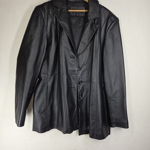Vtg Colebrook Leather Jacket XL Black Button Designer Soft Party Business - Picture 8 of 16